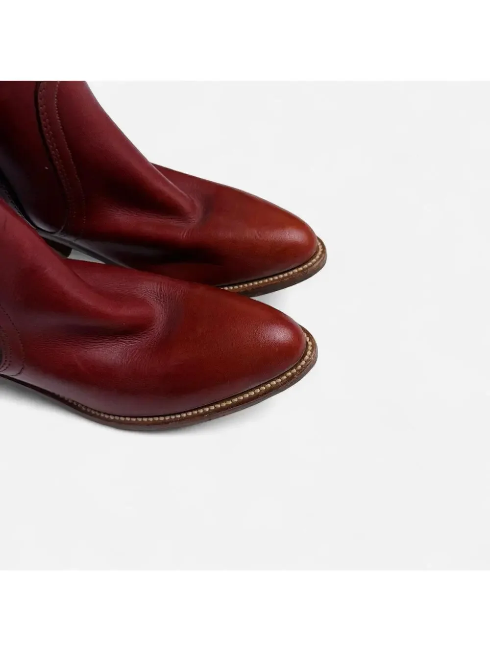 Frye 70s Campus Boots Tall Leather Stacked Heel in Oxblood Burgundy